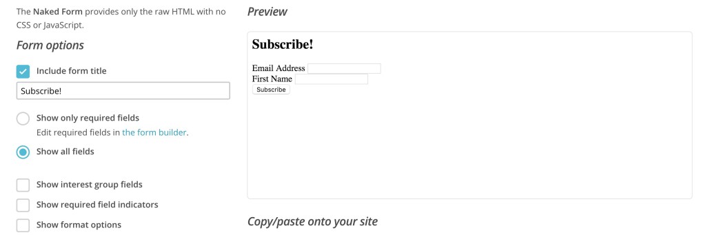 MailChimp Form 1